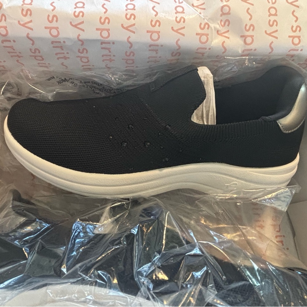 Easy Spirit Black and Silver Slip-On Sneakers